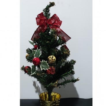 Bradut decorativ in ghiveci pentru masa de Craciun impodobit,