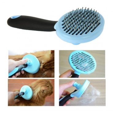 Perie pentru curatarea blanii animale caini si pisici, autocuratare,masaj cu buton