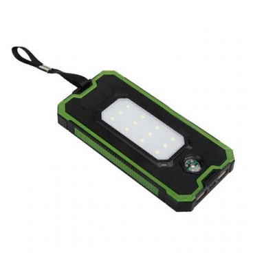 Baterie externa incarcare solara, powerbank, 2x USB, rezistenta la soc si praf, 20000mAh, Clema prindere