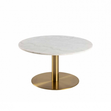 Masă Cafea Marmură Rotundă Corby | Blat Marmură Albă Guangxi | Picior Metalic Auriu Periat | Ø 80 cm & 90 cm | Alb & Auriu | Stil Luxury Modern
