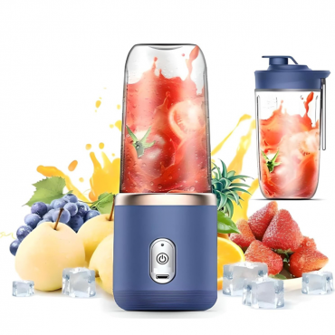 Mini Blender Portabil USB 6 Lame Inox | 400 Ml | 21000 RPM | 2 Pahare ABS | Baterie 12000 mAh