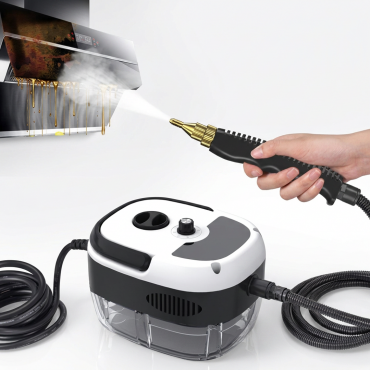 Aparat Curatat cu Abur 2500W | Rezervor 1L | Incalzire 3 Min | Presiune 3 BAR | Conduct 2.2m | 4 Accesorii | Dezinfectare Acarieni Bacterii | Alb/Negru