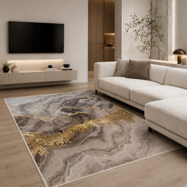 Covor abstract gri-auriu 160x200 cm – Design elegant si premium pentru locuinta