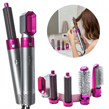 Perie Electrica Pentru Volum 5 In 1 | Uscator, Ondulator Si Perie | 1000W | Tehnologie Ionica | Invelis Ceramic