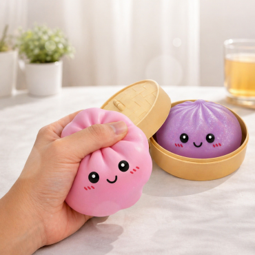 Jucarie de relaxare Squishy Dumpling 10 cm – Super moale, efect antistres, modele surpriza in cutie