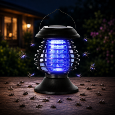 Lampa solara anti tantari si insecte UV LED 18.5x13 cm – Protectie eficienta, iluminare ambientala, autonomie automata