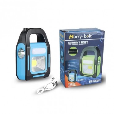 Lanterna Solara Reincarcabila LED COB | Incarcare Solar + USB | Rezistenta la Apa | Proiector + Iluminare Laterala | Camping Pescuit Urgente | Baterie Litiu