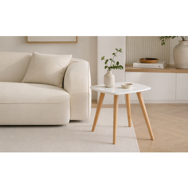 Masuta cafea alba patrata 57x55 cm – Stil minimalist, practica si usor de integrat in orice camera