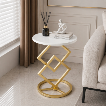 Masuta cafea cadru geometric marmura alba 40x58 cm – Design artistic premium, ideala pentru orice incapere