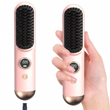 Perie Electrica Fara Fir | Heat Brush LCD | 9 Trepte Temperatura | 6000mAh | Ioni Negativi | Incalzire Rapida | Auto Off