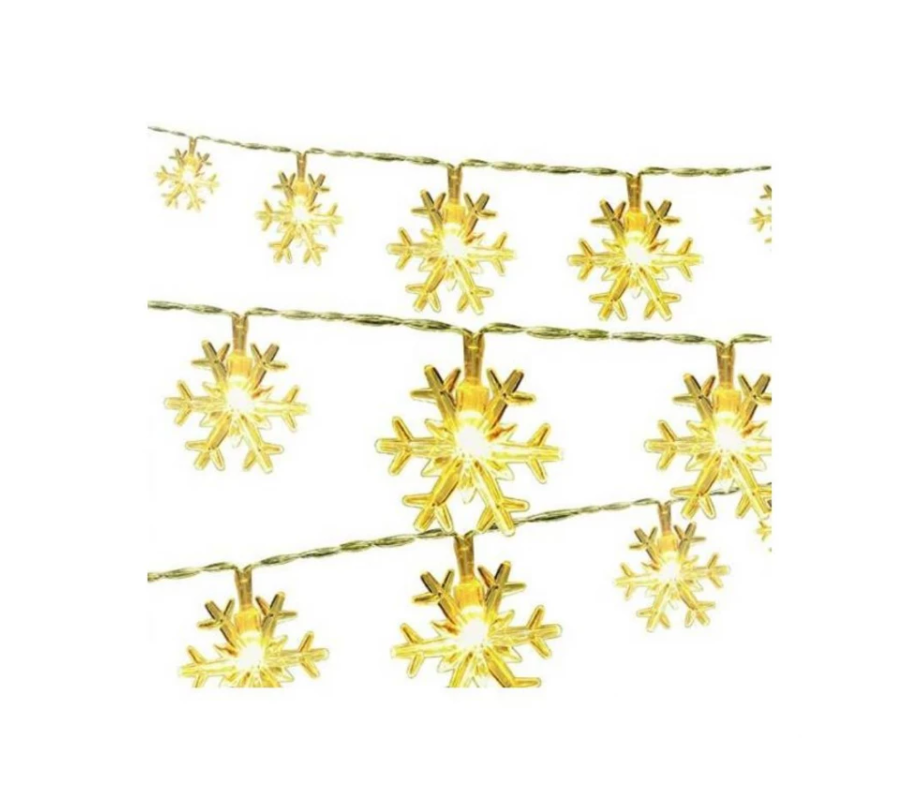 Instalatie de Craciun tip fulgi de zapada 20 LED cu incarcare solara, alb rece