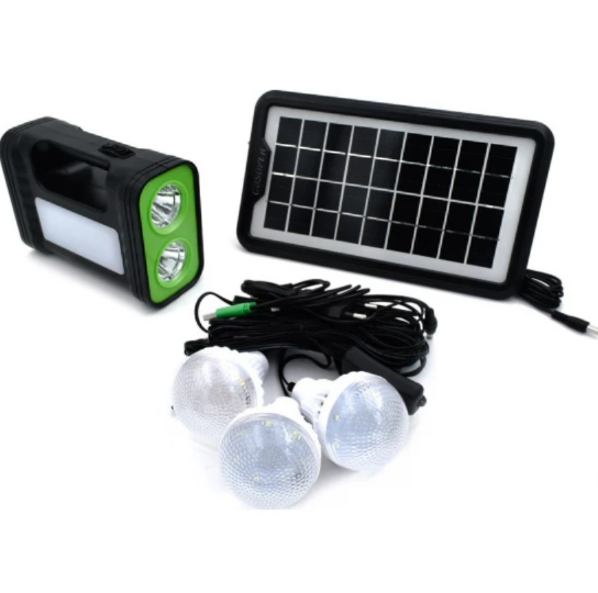 Kit solar GD-17 cu lampa multifunctionala, 3 Becuri, Lanterna, USB