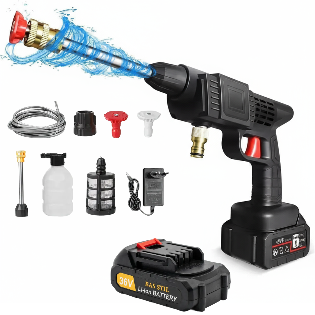 Aparat de Spalat cu Presiune 20 Bari | Acumulator 21V | Rezervor Detergent 200 ml | Furtun 5 m