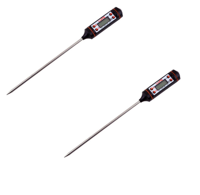 1 + 1 PROMO - Termometru alimentar digital de insertie cu 4 butoane, culoare negru, cu tija