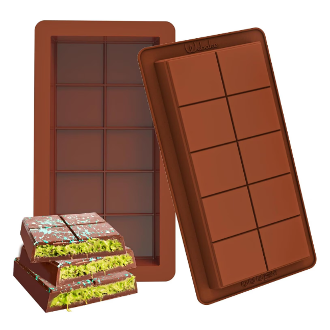 2x Forma Silicon Ciocolata Dubai | 10 Patratele Mari | 25 x 13 x 2.2 cm | Reutilizabila | Rezistenta la Temperaturi Ridicate