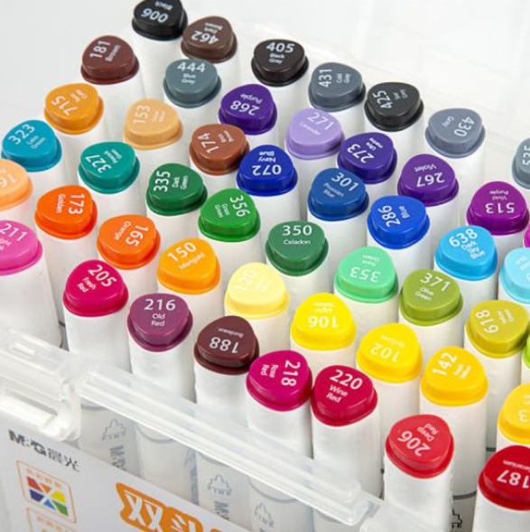 Set 48 markere pentru colorat cu 2 capete, Art Marker, Varf dublu, Cutie de transport