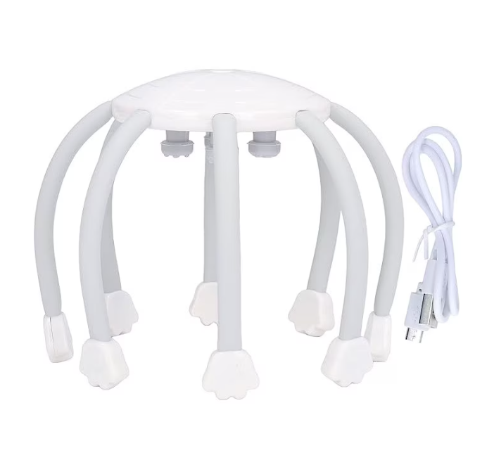 Aparat de masaj pentru cap Octopus Massager, 10 brate, acumulator, timer, pentru relaxare, detensionare