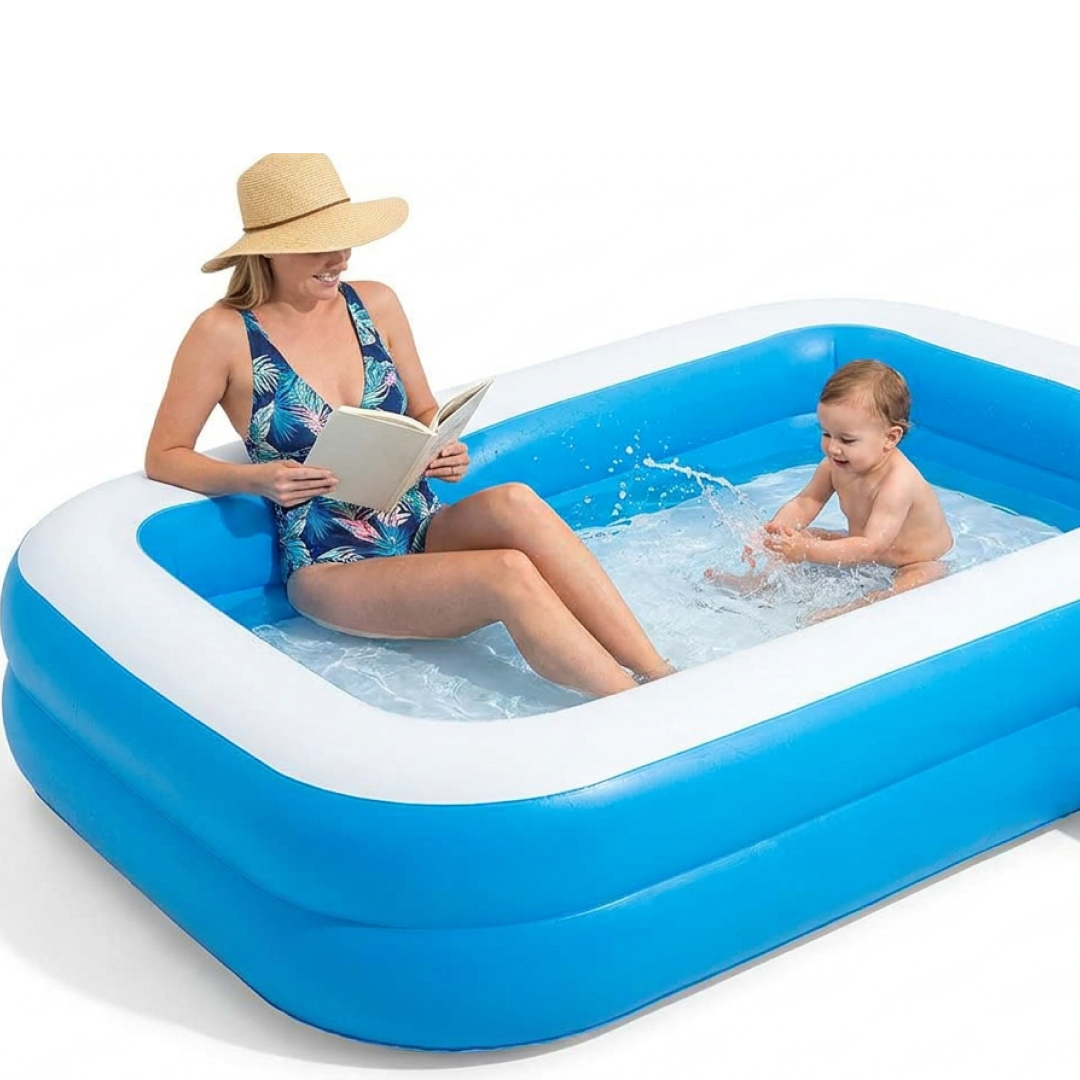 Piscina Gonflabila Familiala | PVC Rezistent | 200 x 140 x 40 cm | 2 Inele Gonflabile | Pentru Curte Si Gradina