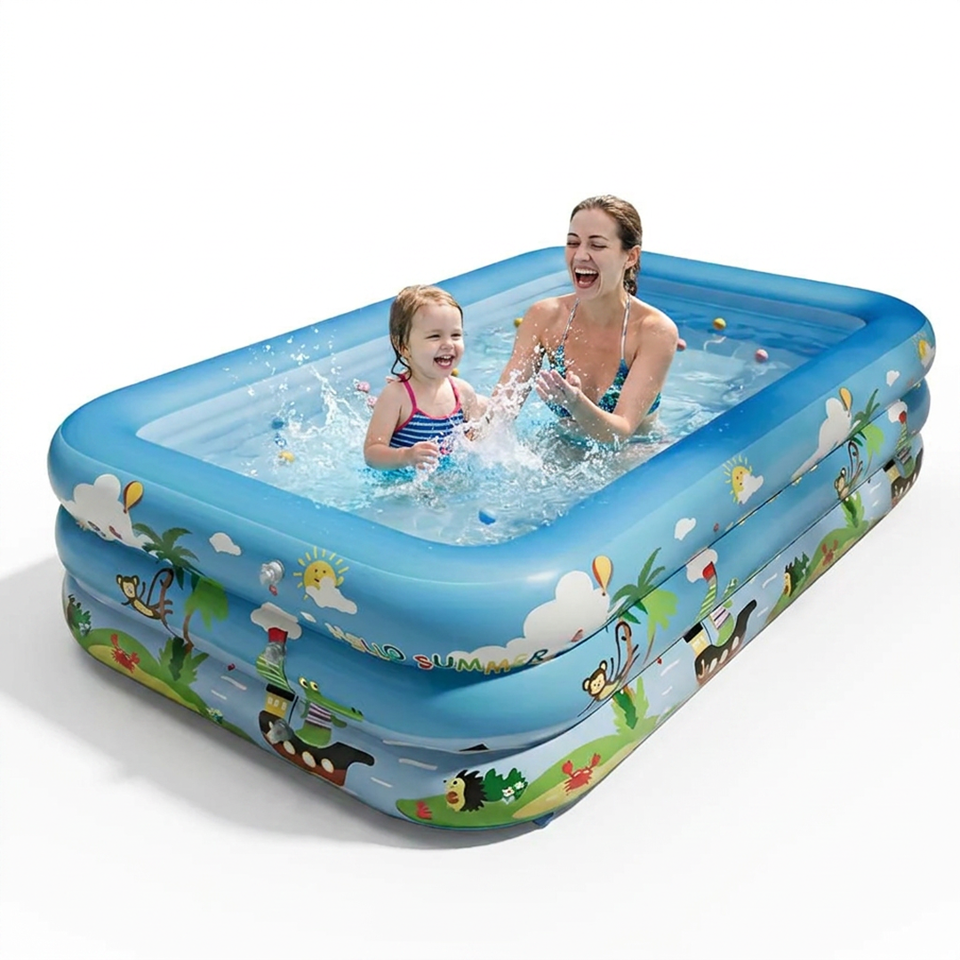 Piscina Gonflabila Familiala | 300 x 170 x 56 cm | 3 Inele Rezistente | PVC Durabil | Pentru Curte si Gradina
