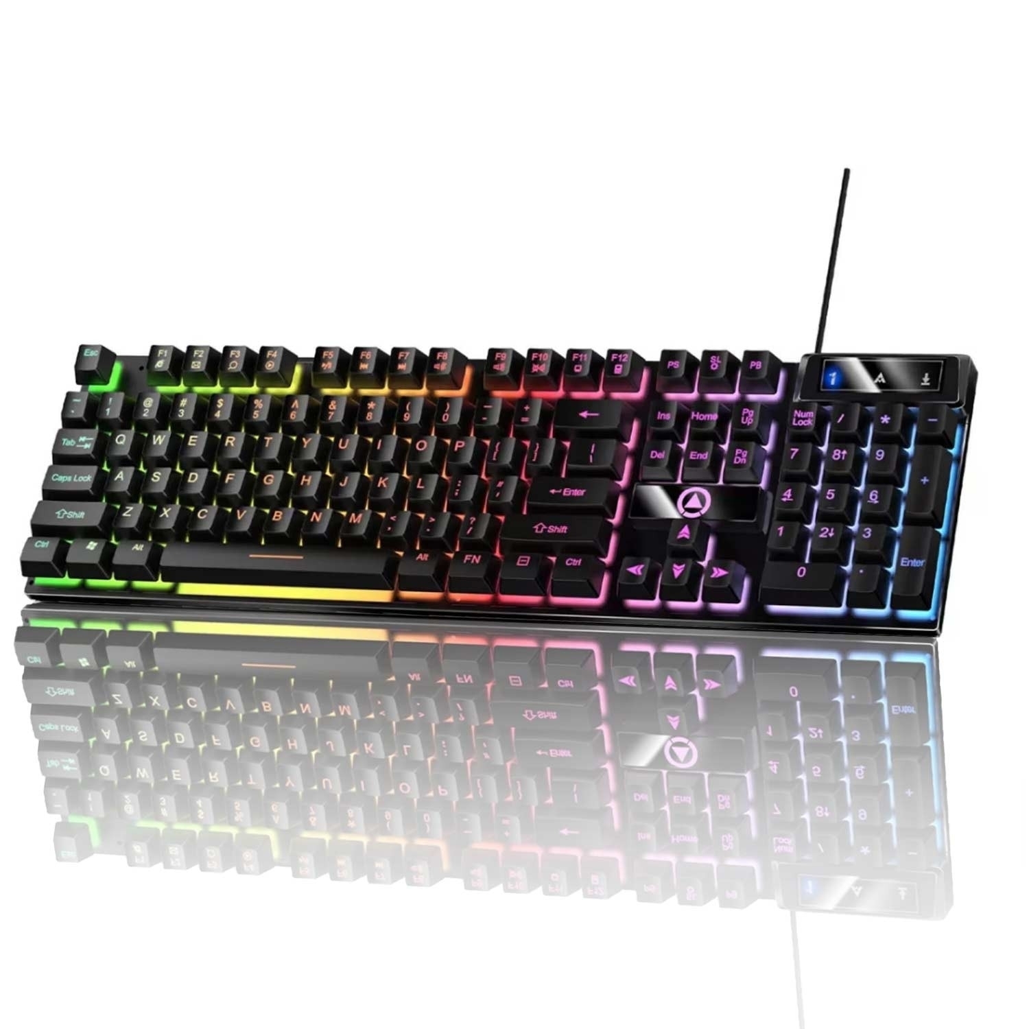 Tastatura Gaming Mecanica Cu Fir | 104 Taste | Iluminare In 7 Culori | Pentru Birou Si Jocuri PC