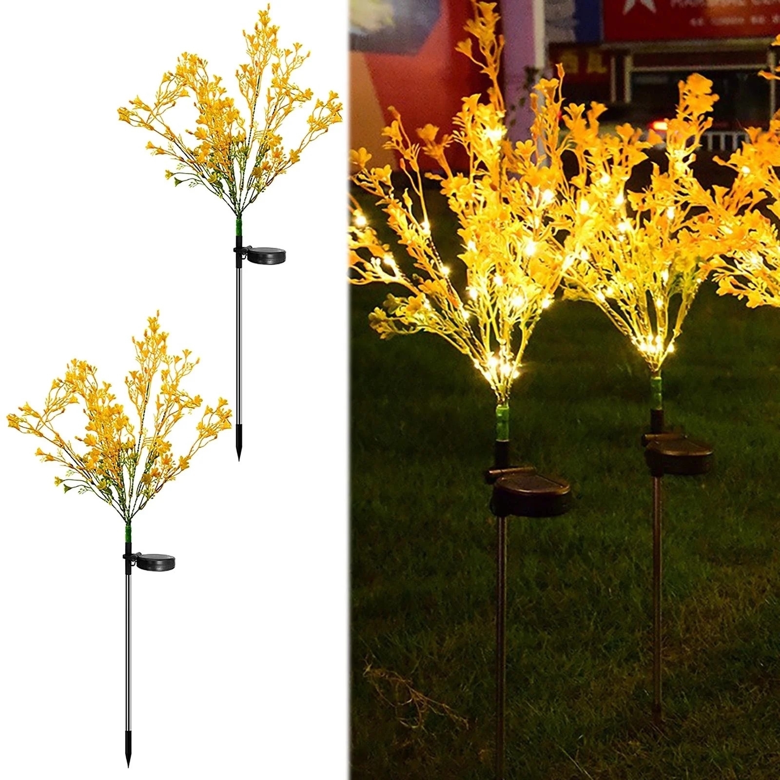 Set 2 Lampi Solare Flori Rapita 75cm | Lumina Calda | PC + Inox | 7h Autonomie | Gradina Curte