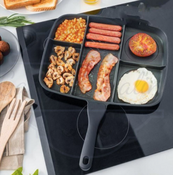 Tigaie grill cu invelis antiaderent non stick, 5 compartimente