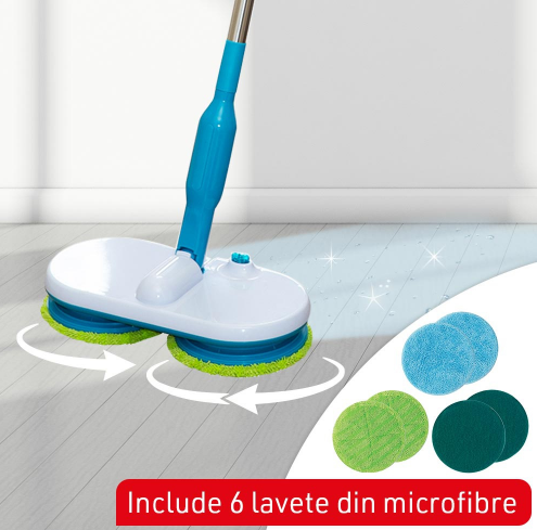 MOP CU ACUMULATOR, ROTAȚIE DUBLĂ ȘI FĂRĂ FIR