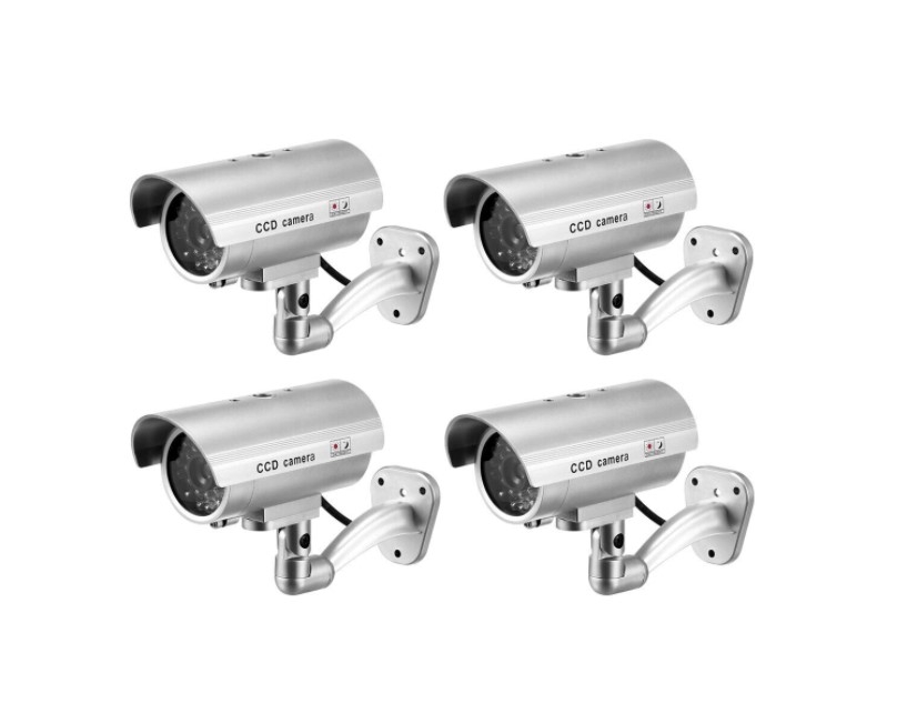 Set 4 Camere False de Supraveghere cu LED IR Rosu Inclus Aden