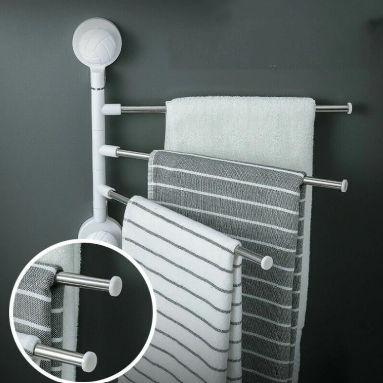 Suport cu ventuze 4 prosoape, pentru perete.