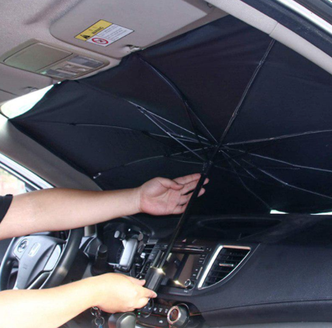 Parasolar pliabil tip umbrela pentru parbrizul masinii