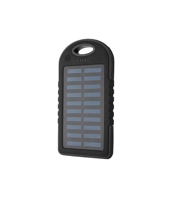 Incarcator solar, Powerbank, 20000mAh, lanterna LED incorporata, 1W, 2xport USB, 1 port microUSB, negru, 15x8x2 cm