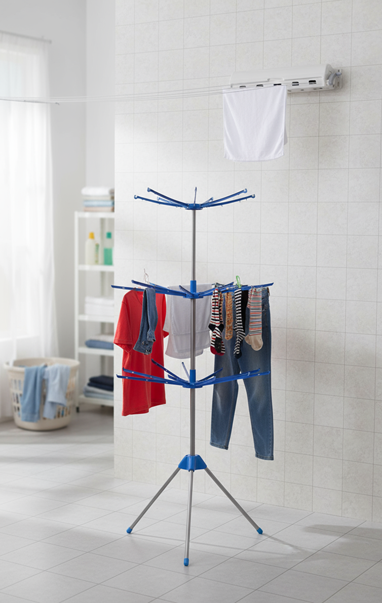 PACHET PROMO| Uscator Rufe Retractabil 20m + Uscator Vertical 3 Nivele, Pliabil, Interior & Exterior