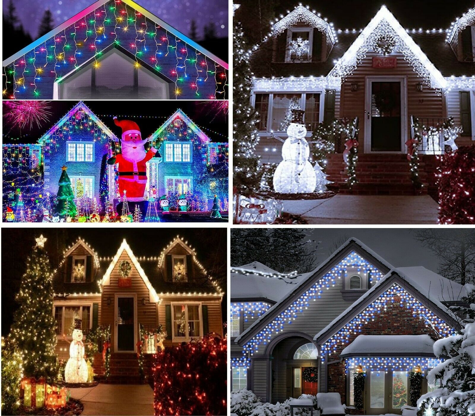 Instalatie Craciun 12 metri turturi, franjuri inegali cu 300 LED, Multicolor