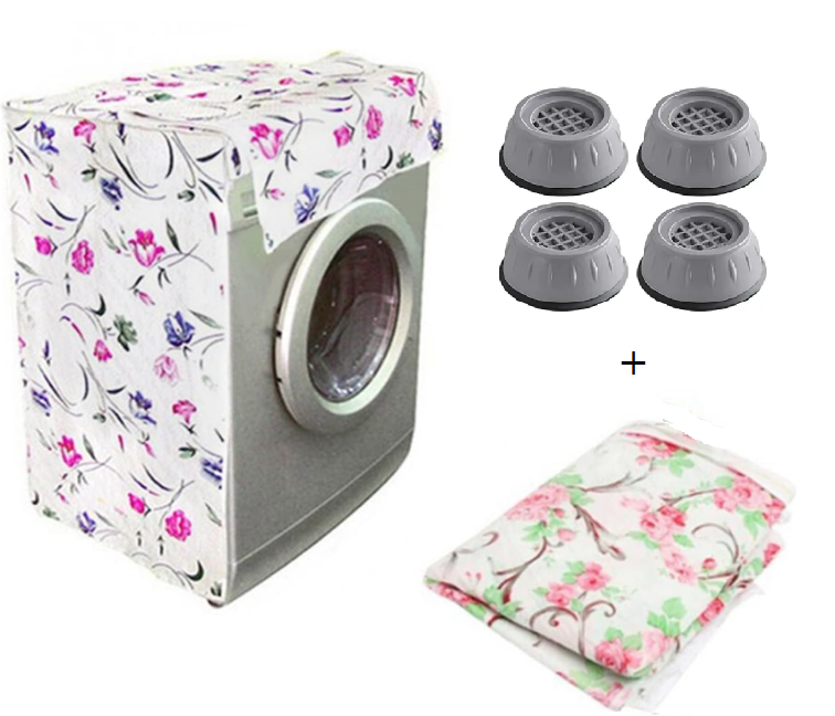 Pachet Promo : Set 4 picioruse antivibratii, anti-zgomot si antiderapante + Husa de protectie pentru masina de spalat rufe